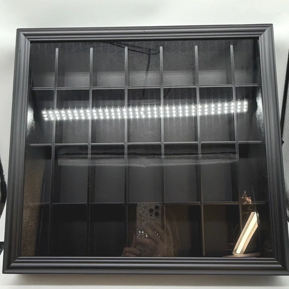Gallery Solutions Black Shot Glass Display Case Wall Decor 28 Compartments